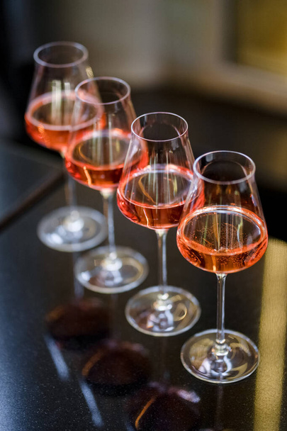 Glasses of rose wine on summer terrace - Foto, Imagen