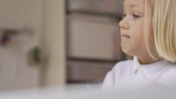 Distance learning online education. A cute little boy study online with internet teacher at home.  - Felvétel, videó