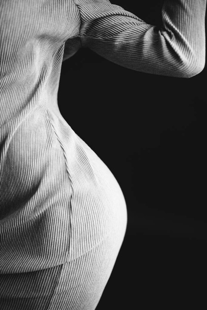 details of body black and white portrait of beautiful girl - Foto, Imagen
