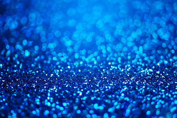 Glitzerlicht abstrakt blaues Bokeh-Licht verschwommener Hintergrund  - Foto, Bild