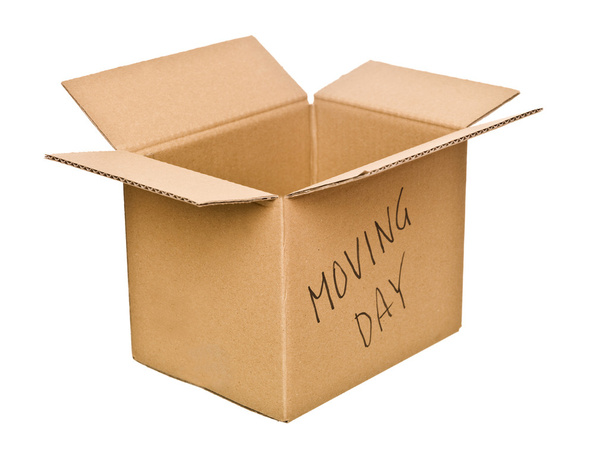 Cardboard box marked Moving Day - Photo, Image