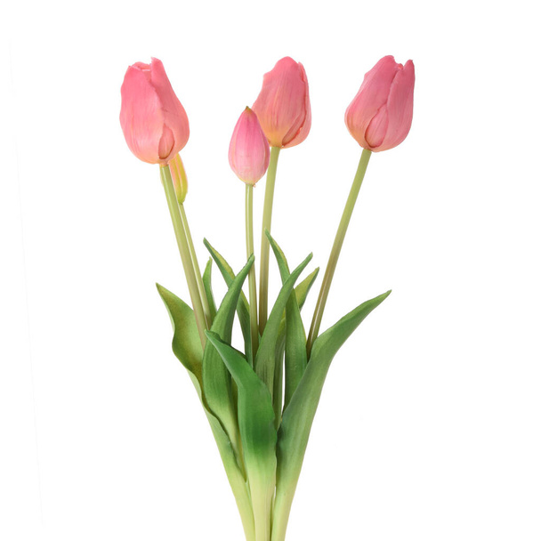 artificial tulips flowers isolated on white background   - Fotoğraf, Görsel