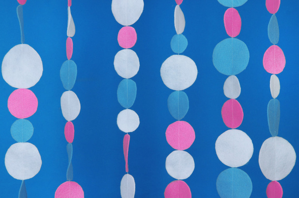 Decorative felt garland on blue background - Φωτογραφία, εικόνα