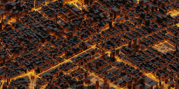Techno mega cidade; conceitos de tecnologia urbana e futurista, renderização 3d original - Foto, Imagem