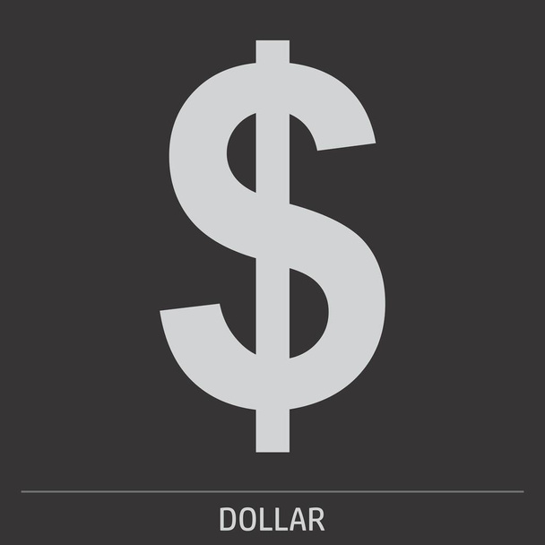 Иллюстрация значка доллара на сером фоне с этикеткой
 - Вектор,изображение