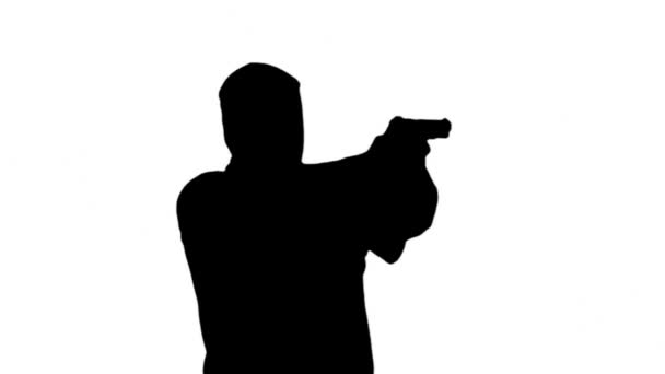 Commando or Terrorist with Pistol Silhouette 1 - Footage, Video