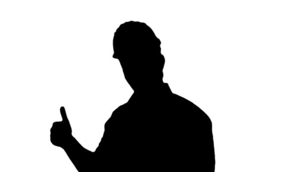 Construction Worker Engineer Thumbs Up Silhouette - Footage, Video