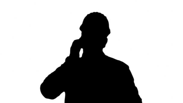 Construction Worker Engineer with Mobile Phone Silhouette 3 - 映像、動画