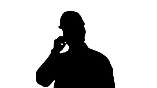 Construction Worker Engineer with Mobile Phone Silhouette 4 - Filmati, video