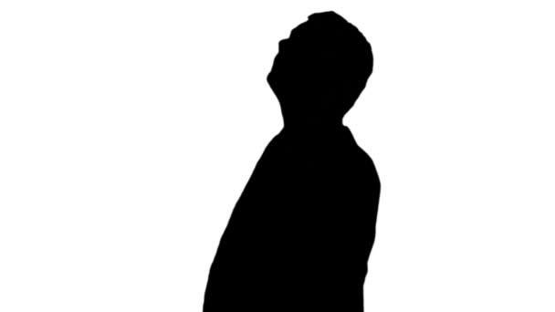 Man Looking Down and Being Attacked from Below Side Silhouette - Séquence, vidéo