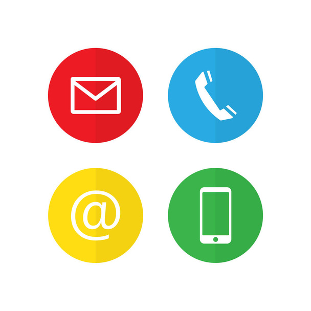 Lépjen kapcsolatba velünk színes ikonok készlet. E-mail telefon szimbólumok fehér háttérrel. EPS 10 - Vektor, kép