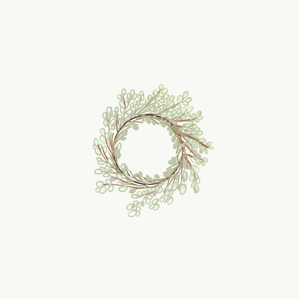 a wreath of willow with gray buds - Vector, Image