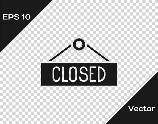 Black Hanging sign with text Closed icon isolated on transparent background. Business theme for cafe or restaurant.  Vector Illustration - Vector, Image