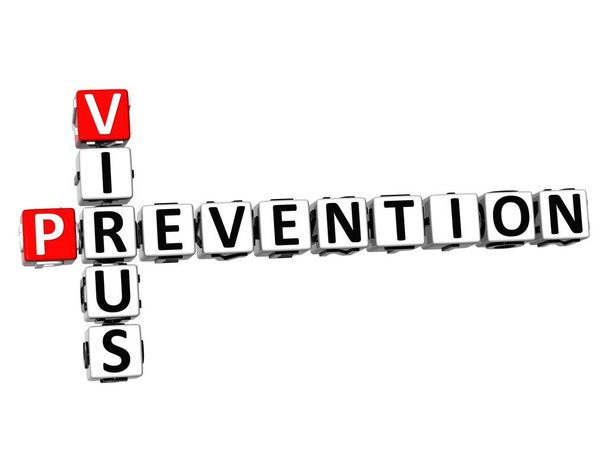 Prévention Coronavirus COVID-19. Puzzle 3D mots croisés rouge-blanc sur fond blanc. Corona Virus mots créatifs
. - Photo, image