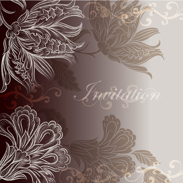 Wedding invitation design with floral swirls - Vector, Imagen