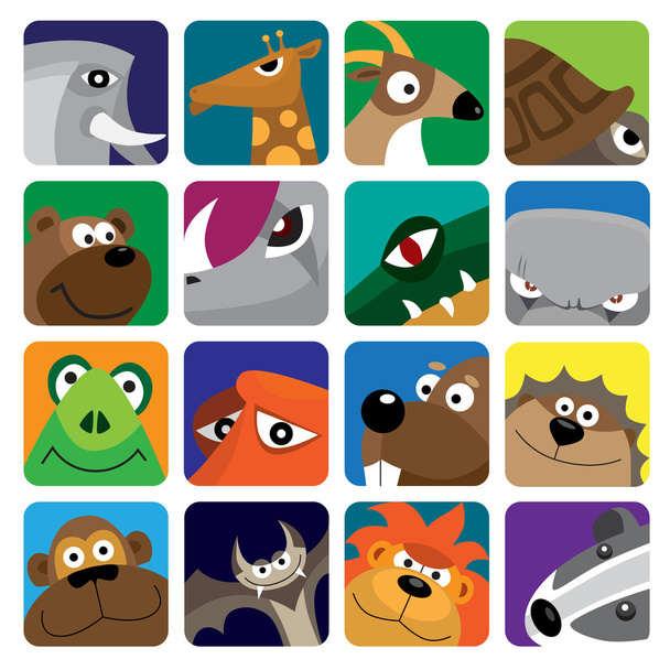 Conjunto de ícones vetoriais de animais selvagens
 - Vetor, Imagem