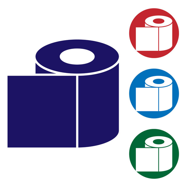 Niebieski papier toaletowy rolki ikona izolowane na białym tle. Zestaw ikon w kolorach kwadratowych przycisków. Ilustracja wektora - Wektor, obraz