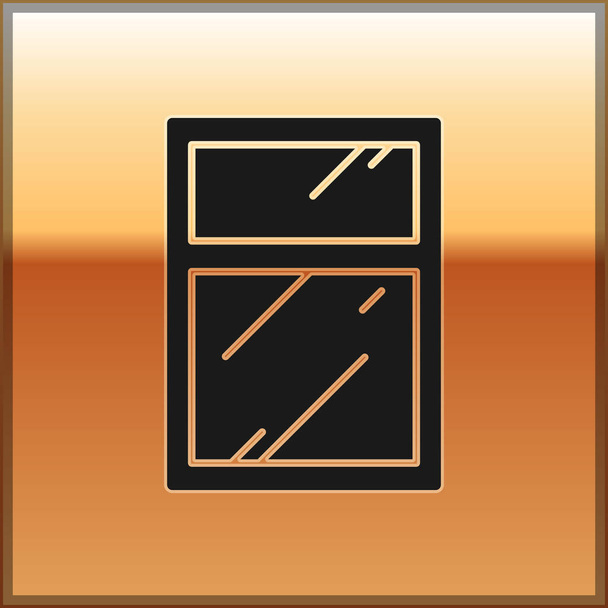 Служба чорного прибирання для піктограм вікон ізольовано на золотому тлі. Крик, скрепер, склоочисник. Векторна ілюстрація
 - Вектор, зображення
