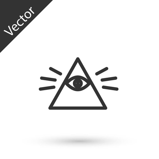 Grey line Masons symbol All-seeing eye of God icon isolated on white background. The eye of Providence in the triangle.  Vector Illustration - Vector, Image