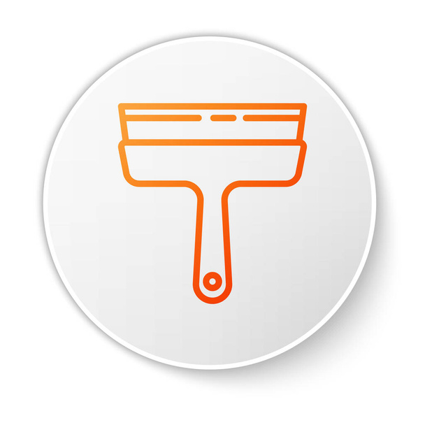 Narancs vonal Tisztítási szolgáltatás gumi tisztító ablakok ikon elszigetelt fehér háttér. Keksz, kaparó, ablaktörlő. Fehér kör gomb. Vektorillusztráció - Vektor, kép
