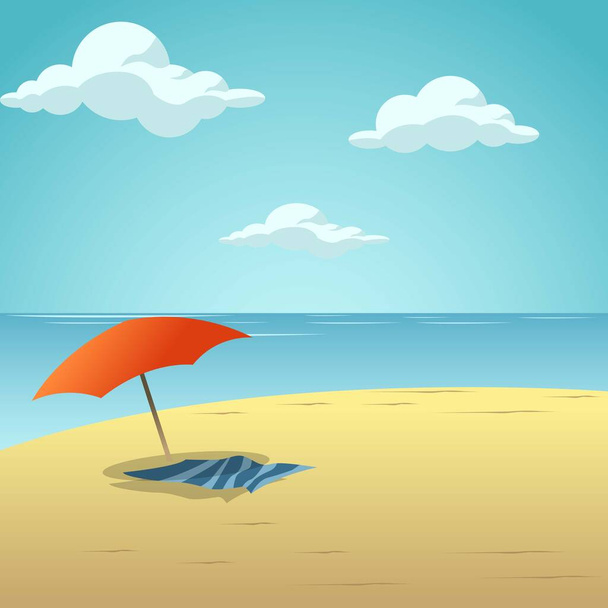 Plaża w lecie ze słoneczną pogodą - Wektor, obraz