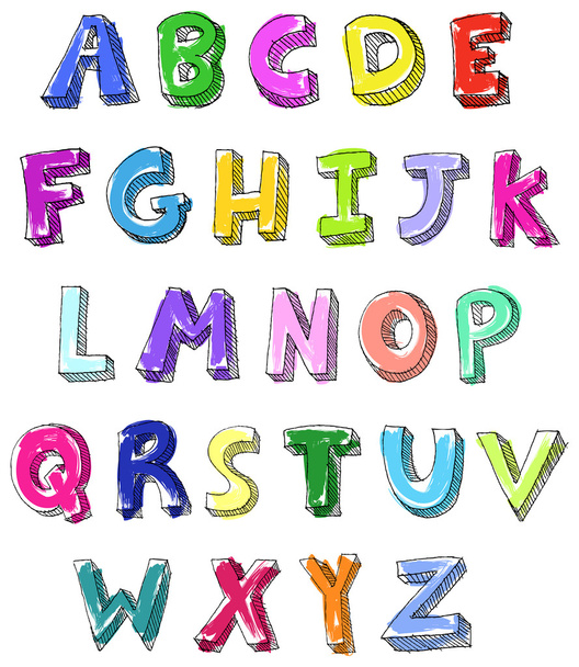 Colorful letters hand written - Vektör, Görsel