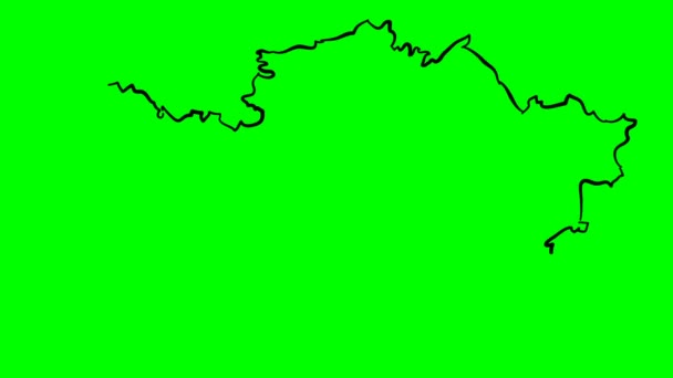 Kazakhstan drawing outline map green screen isolated - Footage, Video