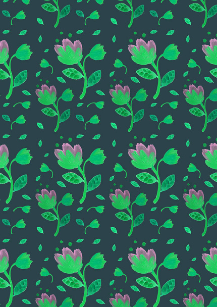 seamless illustration pattern from flowers,leaves for wallpaper and fabric - Foto, Imagem