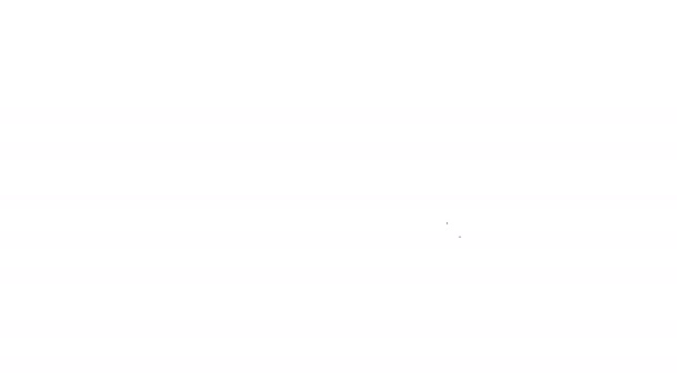 Černá čára Beanie klobouk ikona izolované na bílém pozadí. Grafická animace pohybu videa 4K - Záběry, video