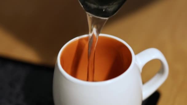 Kettle Pours Boiling Water Into Cup coffee - Felvétel, videó