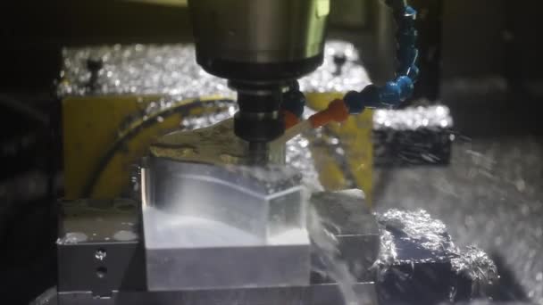 Metalworking CNC milling machine. Cutting metal modern processing technology. - Footage, Video