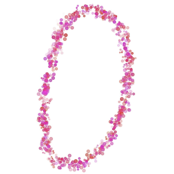 Letter O latin alphabet. Pink dot circles, shades of pink lilac. Lettering bubbles circles, hand drawing letter font. Beautiful color stylized type for design and decoration. - Photo, Image