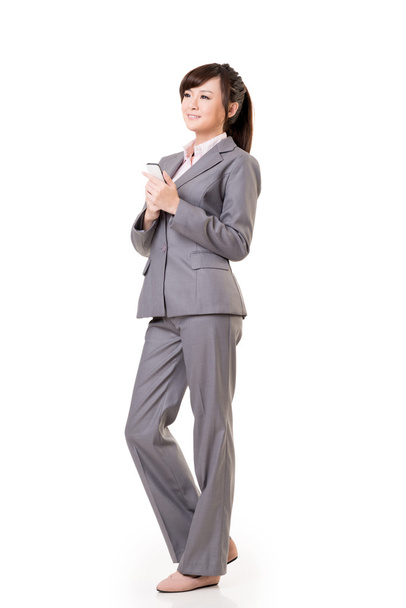 Bizneswoman rozmawia przez telefon komórkowy - Zdjęcie, obraz