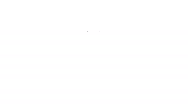 Czarna linia Jednorazowa plastikowa ikona łyżki izolowana na białym tle. 4K Animacja graficzna ruchu wideo - Materiał filmowy, wideo