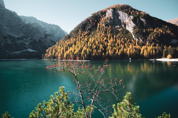 a Breath-taking scenery of Parco naturale di Fanes-Sennes-Braies Prags, Italy - Photo, image