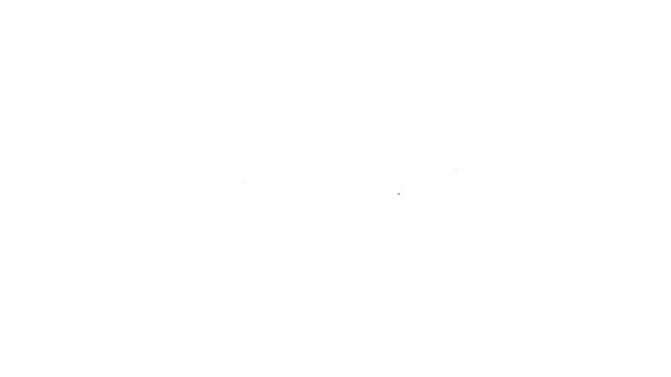 Musta linja Keittiö siivilä kuvake eristetty valkoisella taustalla. Ruoanlaittovälineet. Ruokailukyltti. 4K Video motion graafinen animaatio - Materiaali, video