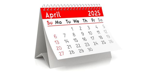 April 2025 - Tafelkalender - 3D illustratie - Foto, afbeelding