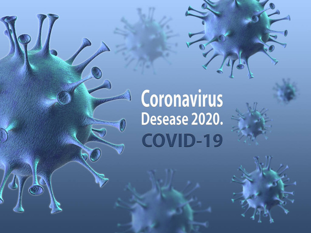 Κινέζικη γρίπη - ονομάζεται Coronavirus ή 2019-nCoV, η οποία έχει εξαπλωθεί σε όλο τον κόσμο. 3D απόδοση. - Φωτογραφία, εικόνα