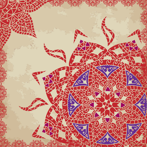 Indiase grunge ornament met sparkles en echte schaduw. vectorillustratie voor uw bedrijfspresentatie - Vector, afbeelding