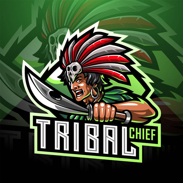 部族チーフエスポートマスコットのロゴ - ベクター画像