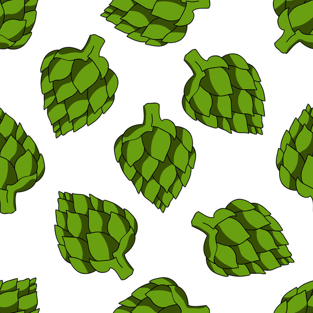 artichoke seamless doodle pattern, vector illustration - Vector, Image