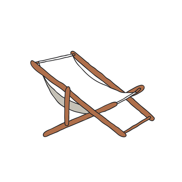 Liegestuhl, Strandkorb-Doodle-Symbol, Vektorillustration - Vektor, Bild