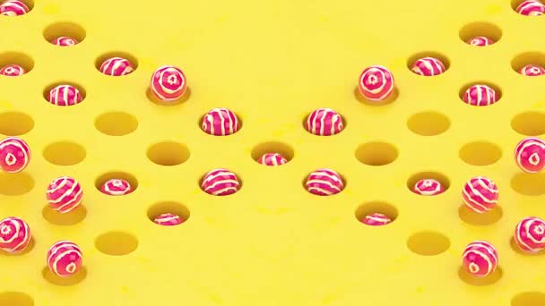 Bonbons sucrés caramel fond boucle animation. Coloré rose vif. Art minimal
 - Séquence, vidéo