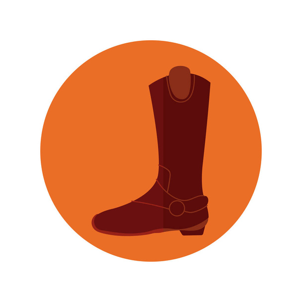 cowboy boot blok en platte stijl - Vector, afbeelding