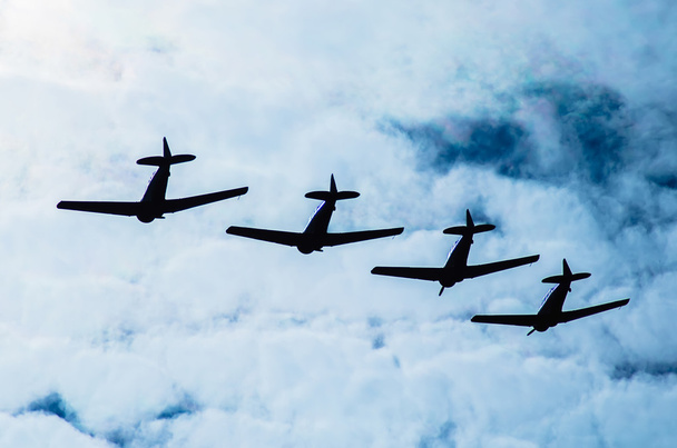 Hava gösterisi sırasında gökyüzünde hareket - Fotoğraf, Görsel