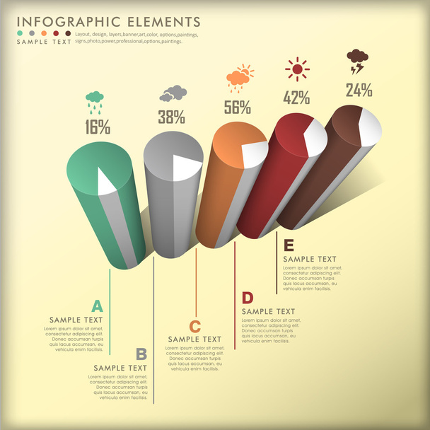 Abstract 3d cylinder infographics - Διάνυσμα, εικόνα