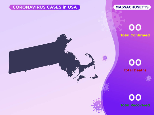 Massachusetts Map Covid-19, Corona Virus Infographic Vector Template. - Vektor, obrázek