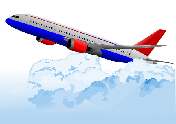 Avión de pasajeros en el aire. Ilustración en color
  - Vector, imagen