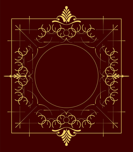 Gold ornament on green background. Can be used as invitation card. Vector illustration - ベクター画像