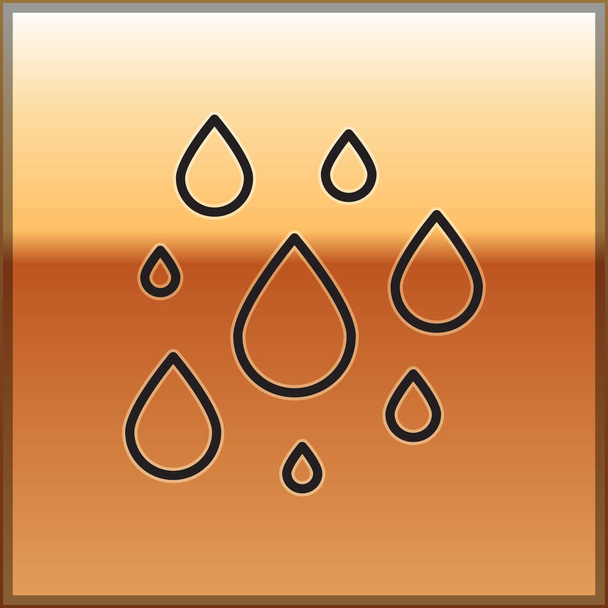 Black line Water drop icon isolated on gold background. Vector Illustration - Vector, Image